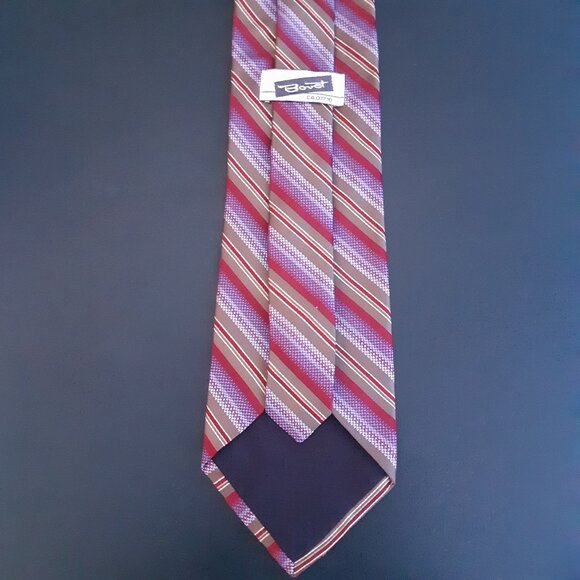 Bovet 100% Silk Diagonal Stripe Tie, Taupe, Maroon Red, Mauve & White - Picture 6 of 11